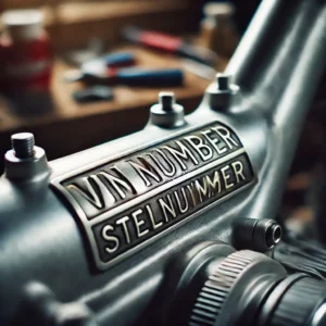 Stelnummeret tjekket og placeret på en gammel knallerts stel