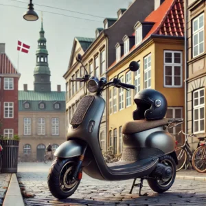 Hjelm placeret på knallert