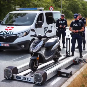 Scooter 30 hastighedsgrænse er blevet brudt. Politiet har stoppet og tester på rullefelt