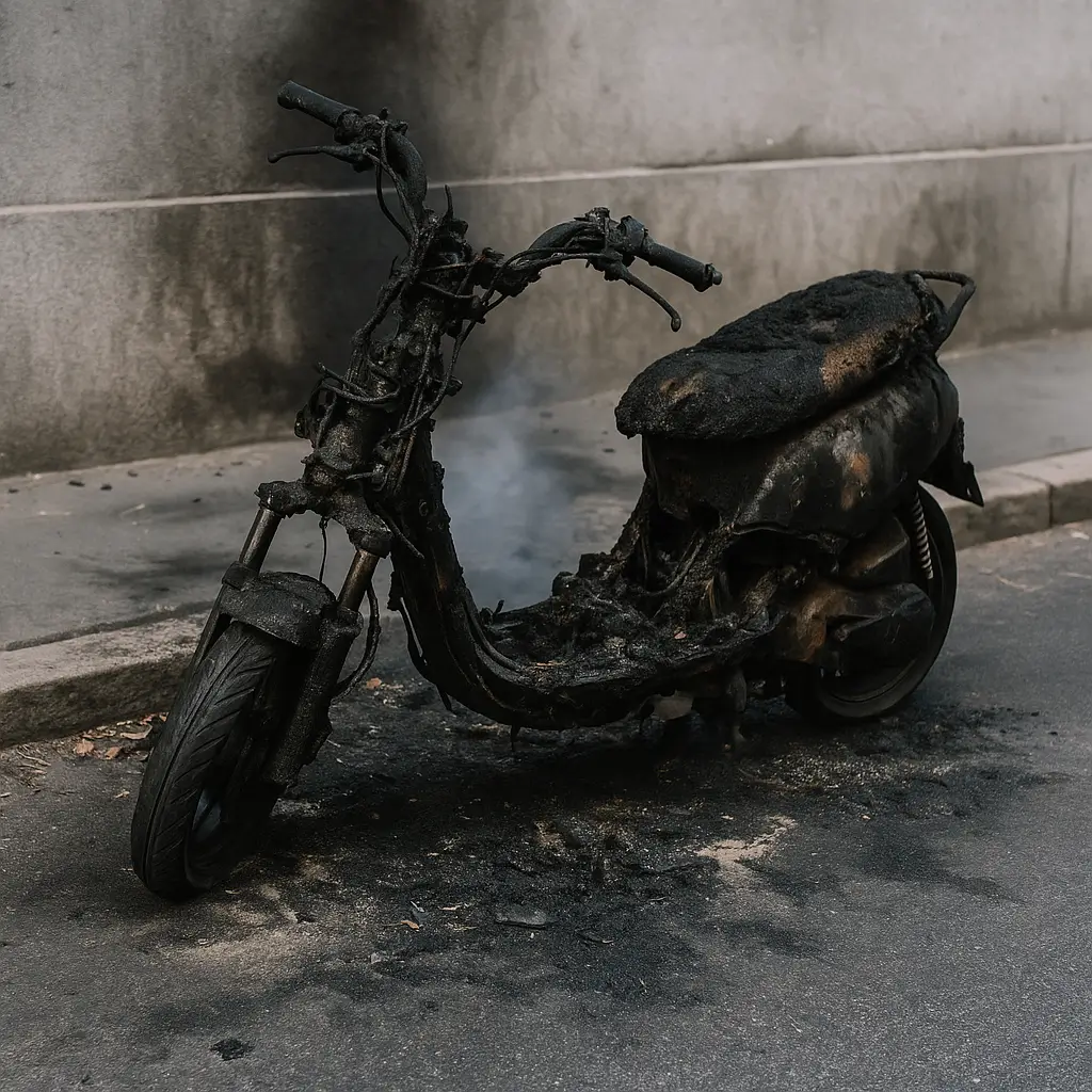 Nedbrændt scooter i Danmark
