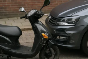 delkasko-forsikret scooter har ramt en bil