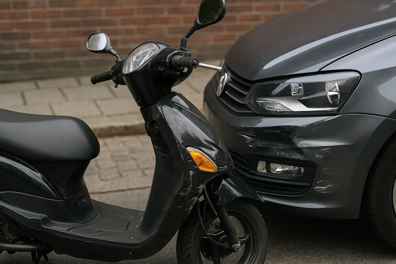 delkasko-forsikret scooter har ramt en bil
